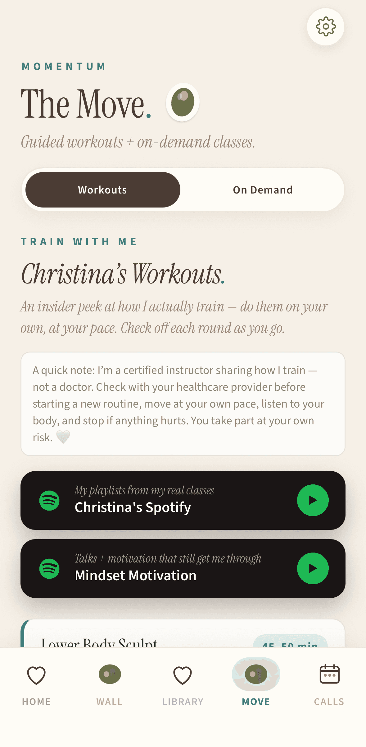 The Move — Christina's real workouts and Spotify playlists