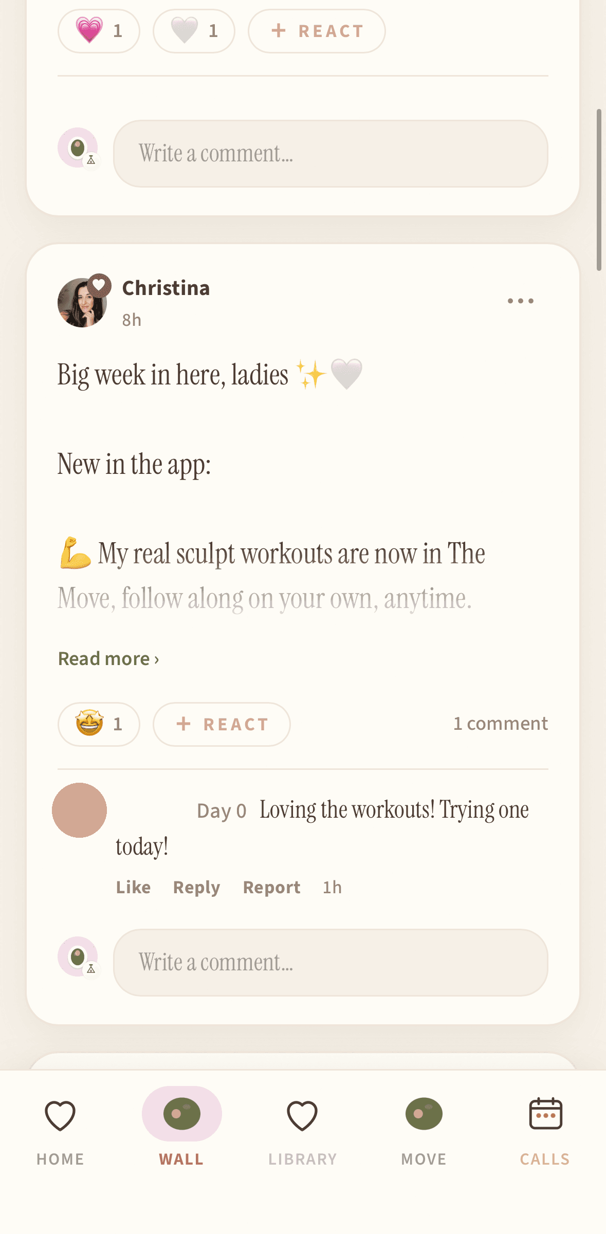 The Wall — a member on day zero saying she's loving the workouts